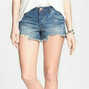 Free People Sharkbite Hem Denim Distressed Shorts Size 28
